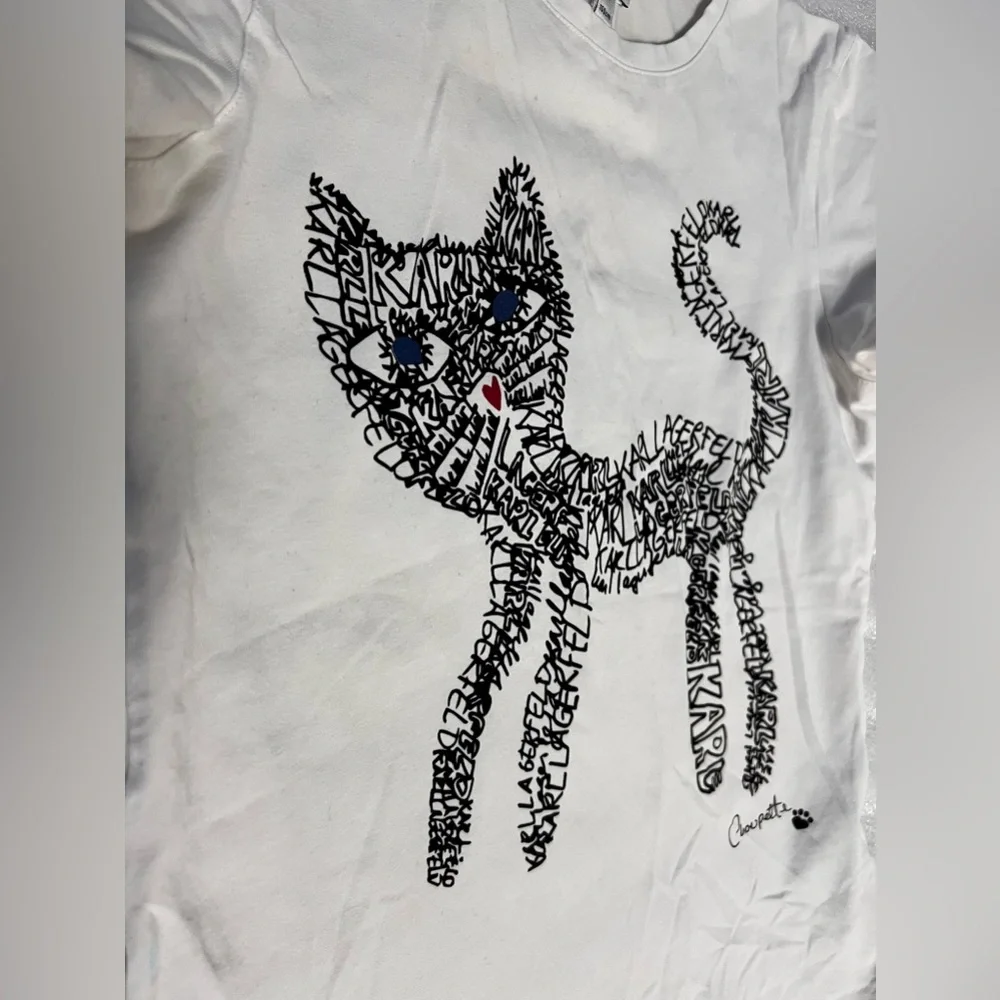 😼 Karl Lagerfeld Kids Choupette Cat Text Art Tee 12Y